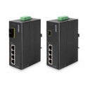 PLANET ISW-504PT - Switch - 4 x 10 / 100 (PoE) + 1 x 10 / 100 - DIN rail mountable, wall-mountable - PoE - DC power