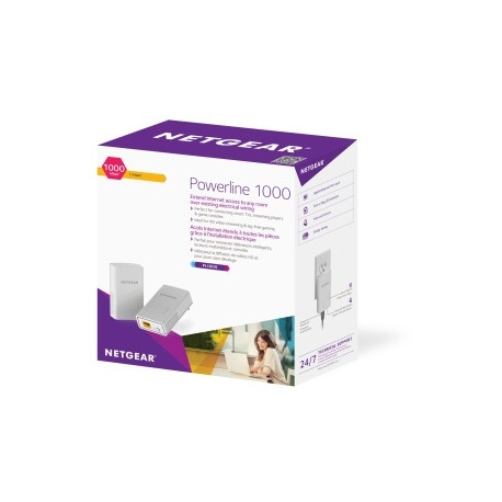 NETGEAR Powerline PL1000 - Powerline adapter kit - GigE, HomePlug AV (HPAV) 2.0 - wall-pluggable (pack of 2) - 2