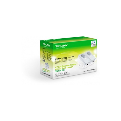 TP-LINK TL-PA4010PKIT AV500+ Powerline Kit with AC Pass Through - Bridge - HomePlug AV (HPAV) - wall-pluggable (pack of 2) - 1