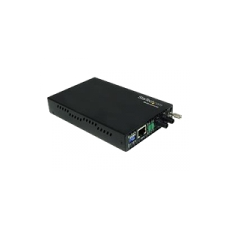 StarTech.com 10 / 100 Mbps Ethernet to Fiber Optic Media Converter - Steel - Chassis Mount - ST Multimode - 1310nm - 2km (ET90110ST2) - Fibre media converter - 100Mb LAN - 10Base-T, 100Base-FX, 100Base-TX - RJ-45  /  ST multi-mode - up to 2 km - 1310 nm - for P / N: ETCHS2U, SVA12M2NEUA, SVA12M5NA - 0