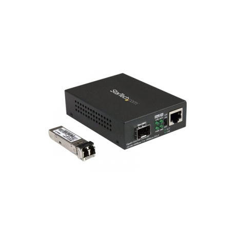 StarTech.com Multimode (MM) LC Fiber Media Converter for 10 / 100 / 1000 Network - 550m - Gigabit Ethernet - 850nm - with SFP Transceiver (MCM1110MMLC) - Fibre media converter - GigE - 10Base-T, 1000Base-LX, 1000Base-SX, 100Base-TX, 1000Base-T - RJ-45 / LC multi-mode - up to 550 m - 850 nm - for P / N: SVA5N3NEUA - 0