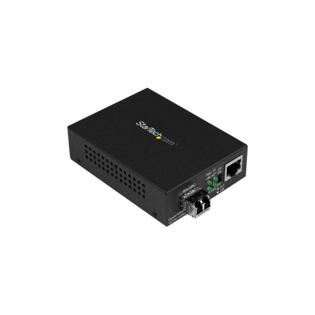 StarTech.com Multimode (MM) LC Fiber Media Converter for 10 / 100 / 1000 Network - 550m - Gigabit Ethernet - 850nm - with SFP Transceiver (MCM1110MMLC) - Fibre media converter - GigE - 10Base-T, 1000Base-LX, 1000Base-SX, 100Base-TX, 1000Base-T - RJ-45 / LC multi-mode - up to 550 m - 850 nm - for P / N: SVA5N3NEUA - 1