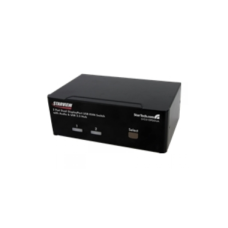StarTech.com Dual Monitor DisplayPort KVM Switch - 2 Port - USB 2.0 Hub - Audio and Microphone - DP KVM Switch (SV231DPDDUA) - KVM / audio switch - 2 x KVM / audio - 1 local user - desktop - for P / N: IM12D1500P, SVA12M2NEUA, SVA12M5NA - 0