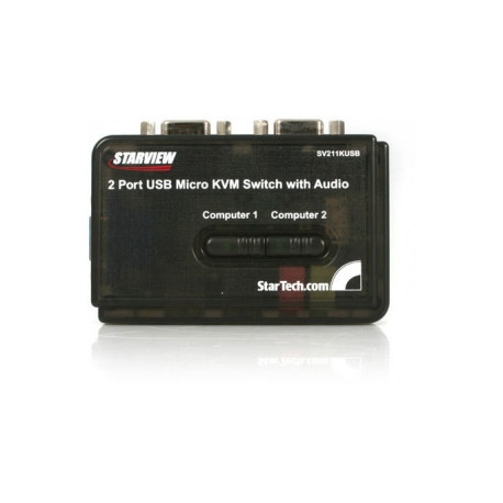 StarTech.com 2 Port USB VGA KVM Switch - Single VGA - Hot-key & Audio Support - 2048x1536 @60Hz KVM Switch - KVM Video Switch (SV211KUSB) - KVM  /  audio switch - 2 x KVM  /  audio - 1 local user - desktop - 1