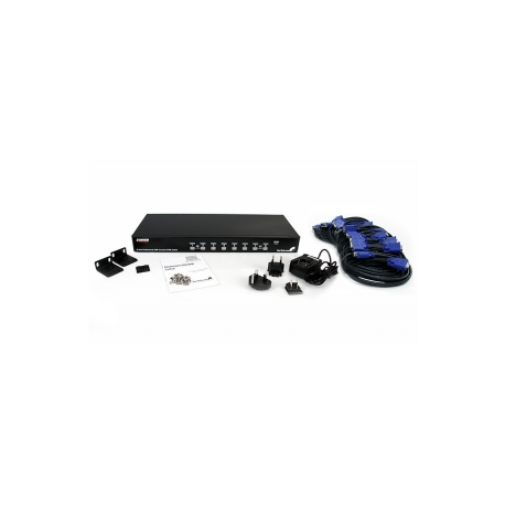 StarTech.com 8 Port 1U Rackmount USB KVM Switch Kit with OSD and Cables - Rack mount KVM - VGA KVM Switch - 8 Port KVM Switch (SV831DUSBUK) - KVM switch - 8 x KVM port(s) - 1 local user - rack-mountable - for P / N: RK3236BKF, RK4236BKB, RK4242BK24, RK4242BK30, RKCONS1701, RKCONS17HD, RKQMCAB12V2 - 3
