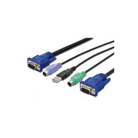 DIGITUS Octopus - Keyboard / video / mouse (KVM) cable - USB, PS / 2, HD-15 (VGA) (M) to HD-15 (VGA) (M) - 1.8 m - black - 0