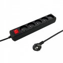 Qoltec - Surge protector - AC 230 V - 2500 Watt - output connectors: 5 - 2.5 m cord - Europe - black