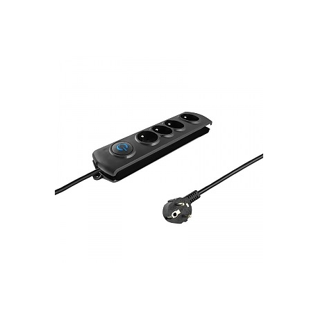 Qoltec - Surge protector - AC 230 V - 3680 Watt - output connectors: 4 - 2.5 m cord - Europe - black - 0