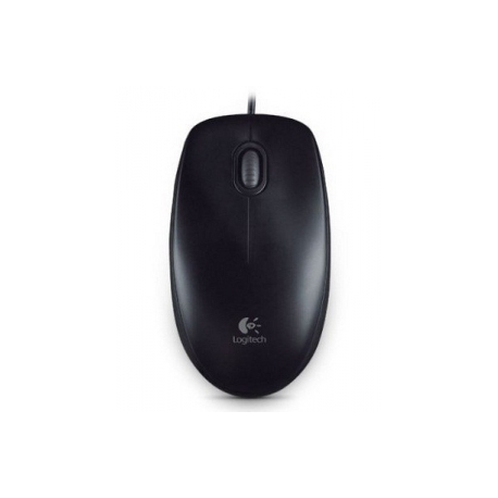 Logitech B100 - Mouse - right and left-handed - optical - 3 buttons - wired - USB - black - 0