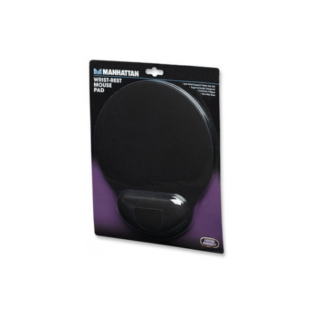 Manhattan Wrist Gel Support Pad and Mouse Mat, Black, 241 Ã— 203 Ã— 40 mm, non slip base, Lifetime Warranty, Card Retail Packaging - Mouse pad with wrist pillow - black - 0