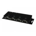 StarTech.com 4 Port USB to Serial RS232 Adapter - Wall Mount - Din Rail - COM Port Retention - FTDI USB to DB9 RS232 Hub (ICUSB2324I) - Serial adapter - USB 2.0 - RS-232 x 4 - black