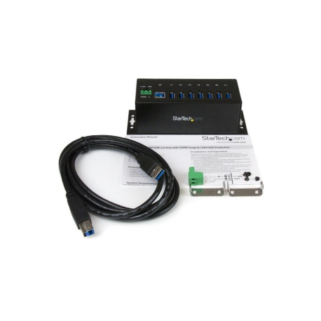 StarTech.com 7 Port Industrial USB 3.0 Hub - ESD Protection - Hub - 7 x SuperSpeed USB 3.0 - DIN rail mountable, wall-mountable - DC power - for P / N: ITB20D3250, USB312SAT3CB, USB315CB2M, USBLT1MWS, USBLT2MBR, USBLTM1MBK, USBLTM1MWH - 3