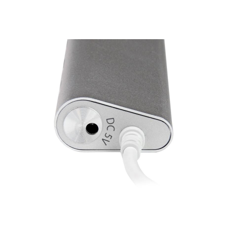 StarTech.com 7 Port Compact USB 3.0 Hub with Built-in Cable - Aluminum USB Hub - Silver USB3 Hub with 20W Power Adapter (ST73007UA) - USB peripheral sharing switch - 7 x SuperSpeed USB 3.0 - desktop - 4