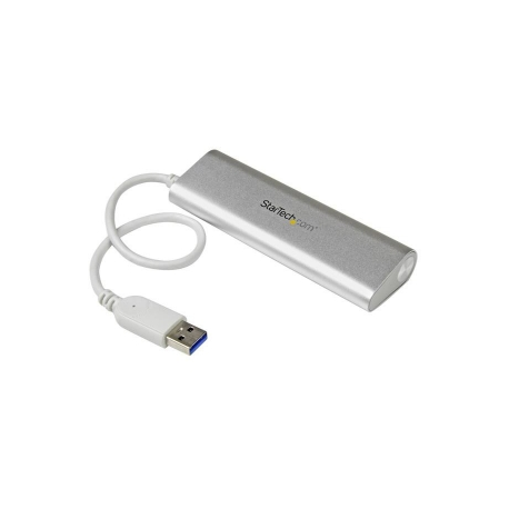 StarTech.com 4 Port Portable USB 3.0 Hub with Built-in Cable - Aluminum and Compact USB Hub (ST43004UA) - Hub - 4 x SuperSpeed USB 3.0 - 2