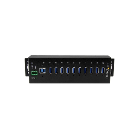 StarTech.com 10 Port Industrial USB 3.0 Hub - ESD and Surge Protection - Hub - 10 x SuperSpeed USB 3.0 - DIN rail mountable - DC power - for P / N: ITB20D3250, USB312SAT3CB, USB315CB2M, USBLT1MWS, USBLT2MBR, USBLTM1MBK, USBLTM1MWH - 3