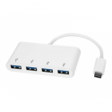 StarTech.com 4 Port USB C Hub with 4x USB-A Ports (USB 3.0 SuperSpeed 5Gbps), USB Bus Powered, Portable / Laptop USB-C to USB-A Adapter Hub, USB 3.1 Gen 1 / USB 3.2 Gen 1 Type-C Hub, White - Windows / macOS / Linux (HB30C4ABW) - Hub - 4 x SuperSpeed USB 3.0 - desktop
