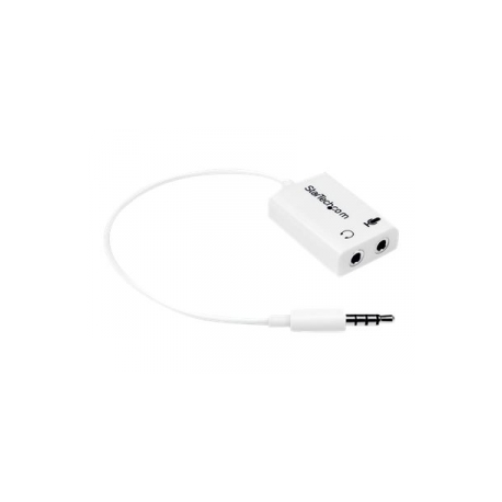 StarTech.com 4 Position Microphone and Headphone Splitter 3.5 mm 4 Pin / 4 Pole Mic and Audio Combo Splitter Cable (MUYHSMFFADW) - Headset splitter - stereo mini jack female to 4-pole mini jack male - 15.25 cm - white - for P / N: MUHSMF2M - 0