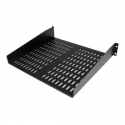 StarTech.com 1U Server Rack Shelf, 2U 16in Universal Fixed Vented Network Rack Shelf / Cantilever Tray for 19" AV / Data / Network Equipment Enclosure w / Cage Nuts & Screws, 50lbs Weight Cap. - 2U Network Rack Shelf (CABSHELFV) - Rack shelf - black - 2U - 19" - for P / N: RK2433BKM, RK2537BKM, RK3236BKF, RK4236BKB, RK4242BK24, RK4242BK30, RKQMCAB12V2