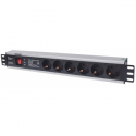 Intellinet 19" 1.5U Rackmount 6-Way Power Strip - German Type", With On / Off Switch and Surge Protection, 3m Power Cord - Power strip (rack-mountable) - AC 250 V - input: CEE 7 / 4 - output connectors: 6 (CEE 7 / 3) - 1.5U - 19" - 3 m cord - Germany - black