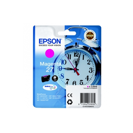 Epson 27 - 3.6 ml - magenta - original - ink cartridge - for WorkForce WF-3620, WF-3640, WF-7110, WF-7210, WF-7610, WF-7620, WF-7710, WF-7715, WF-7720 - 0