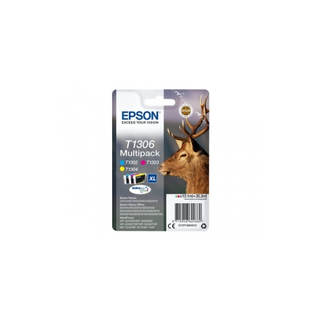Epson T1306 Multipack - 3-pack - 30.3 ml - XL - yellow, cyan, magenta - original - ink cartridge - for Stylus Office BX630, BX635, BX935; WorkForce WF-3010, 3520, 3530, 3540, 7015, 7515, 7525 - 0
