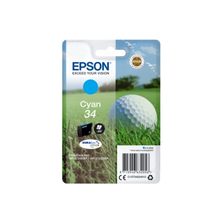 Epson 34 - 4.2 ml - cyan - original - ink cartridge - for WorkForce Pro WF-3720, WF-3720DWF, WF-3725DWF - 0