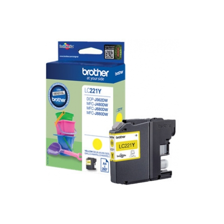 Brother LC221Y - Yellow - original - ink cartridge - for Brother DCP-J562DW, MFC-J480DW, MFC-J680DW, MFC-J880DW - 0