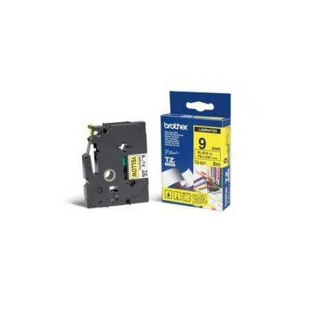 Brother TZe-621 - Black on yellow - Roll (0.9 cm x 8 m) 1 cassette(s) laminated tape - for Brother PT-D210, D600, H110, H200; P-Touch PT-1005, 1880; P-Touch Cube Pro PT-P910 - 0