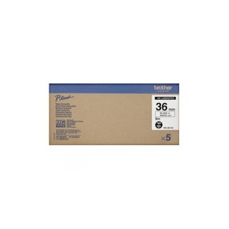 Brother HGE-261V5 - Black on white - Roll (3.6 cm x 8 m) 5 cassette(s) laminated tape - for P-Touch PT-9500pc, PT-9700PC, PT-9800PCN; P-Touch R RL-700S - 2