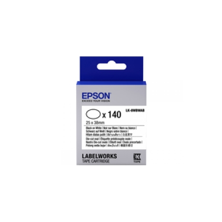 Epson LabelWorks LK-8WBWAB - Black on white - 25 x 38 mm 140 label(s) (1 roll(s) x 140) die cut oval labels - for LabelWorks LW-1000, LW-300, LW-400, LW-600, LW-700, LW-900, LW-Z5000, LW-Z5010, LW-Z900 - 0
