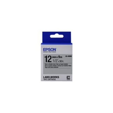 Epson LabelWorks LK-4SBM - Black on metallic silver - Roll (1.2 cm x 9 m) 1 cassette(s) label tape - for LabelWorks LW-1000, 300, 400, 600, 700, 900, K400, Z5000, Z5010, Z700, Z710, Z900 - 0