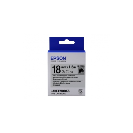 Epson LabelWorks LK-5SBR - Black on silver - Roll (1.8 cm x 1.5 m) 1 cassette(s) label tape - for LabelWorks LW-1000, 400, 600, 700, 900, K400, Z5000, Z5010, Z700, Z710, Z900 - 1