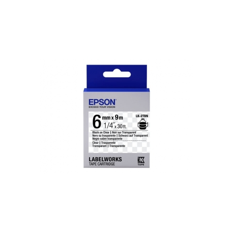 Epson LabelWorks LK-2TBN - Black on clear - Roll (0.6 cm x 9 m) 1 cassette(s) label tape - for LabelWorks LW-1000, 300, 400, 600, 700, 900, K400, Z5000, Z5010, Z700, Z710, Z900 - 1