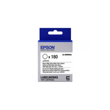 Epson LabelWorks LK-8WBWAA - Black on white - 25 mm round 180 label(s) (1 roll(s) x 180) die cut round labels - for LabelWorks LW-1000, LW-300, LW-400, LW-600, LW-700, LW-900, LW-Z5000, LW-Z5010, LW-Z900 - 1