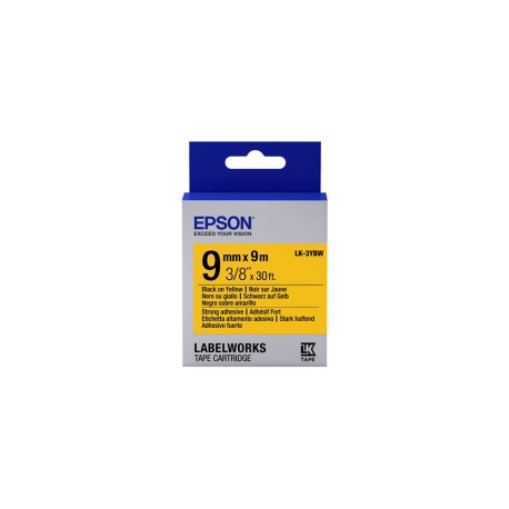 Epson LabelWorks LK-3YBW - Strong adhesive - black on yellow - Roll (9 cm x 9 m) 1 cassette(s) label tape - for LabelWorks LW-1000, 300, 400, 600, 700, 900, K400, Z5000, Z5010, Z700, Z710, Z900 - 1