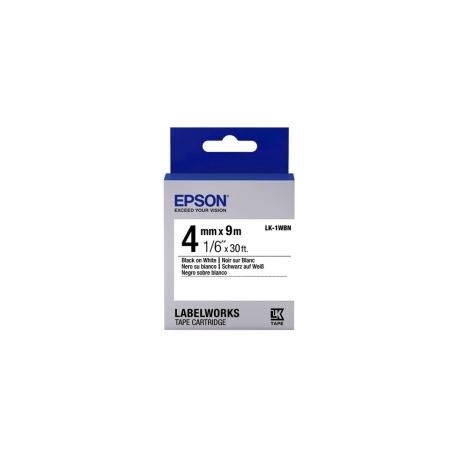 Epson LabelWorks LK-1WBN - Black on white - Roll (0.4 cm x 9 m) 1 cassette(s) label tape - for LabelWorks LW-1000, 300, 400, 600, 700, 900, K400, Z5000, Z5010, Z700, Z710, Z900 - 0