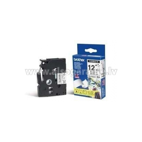 Brother TZe-FX231 - Adhesive - black on white - Roll (1.2 cm x 8 m) 1 cassette(s) flexible ID tape - for Brother PT-D210, D600, H110; P-Touch PT-1005, 1880, E800, H110; P-Touch Cube Plus PT-P710 - 0
