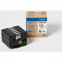 Brother HGE-131V5 - Black on clear - Roll (1.2 cm x 8 m) 5 cassette(s) laminated tape - for P-Touch PT-9500pc, PT-9700PC, PT-9800PCN; P-Touch R RL-700S