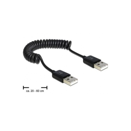 DeLOCK - USB cable - USB (M) to USB (M) - USB 2.0 - 60 cm - coiled - black - 0