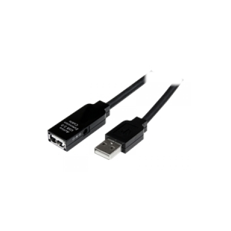 StarTech.com 15m USB 2.0 Active Extension Cable - M / F - 15 meter USB 2.0 Repeater Cable Cord - USB A Male to USB A Female - 15 m, Black (USB2AAEXT15M) - USB extension cable - USB (F) to USB (M) - USB 2.0 - 15 m - active - black - for P / N: SVA5H2NEUA, UUSBOTG - 0