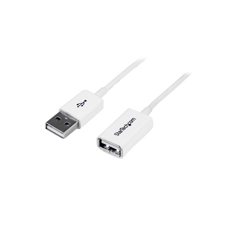 StarTech.com 3m White USB 2.0 Extension Cable Cord - A to A - USB Male to Female Cable - 1x USB A (M), 1x USB A (F) - White, 3 meter (USBEXTPAA3MW) - USB extension cable - USB (F) to USB (M) - USB 2.0 - 3 m - molded - white - for P / N: MSDREADU2OTG, USBEXTPAA1MW, USBEXTPAA2MW, USBPAUB1MW, USBPAUB2MW, USBPAUB50CMW - 3