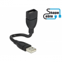 DeLOCK ShapeCable - USB extension cable - USB (F) to USB (M) - 15 cm - black