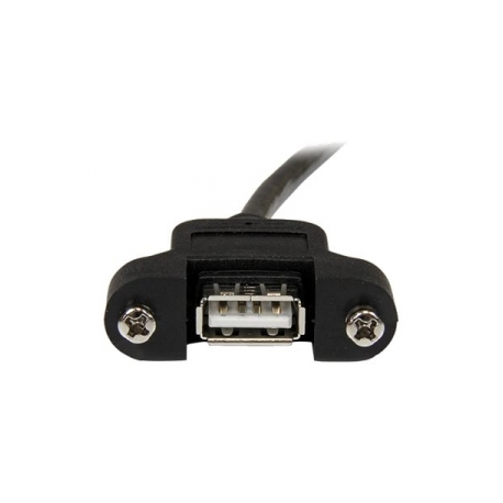 StarTech.com 1 ft Panel Mount USB Cable A to A - F / M - USB extension cable - USB (M) to USB (F) - USB 2.0 - 1 ft - molded, thumbscrews - black - USBPNLAFAM1 - USB extension cable - USB (M) to USB (F) - USB 2.0 - 30 cm - molded, thumbscrews - black - for P / N: UUSBOTG - 2
