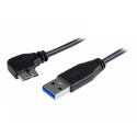 StarTech.com 1m 3 ft Slim Micro USB 3.0 Cable M / M - Left-Angle Micro-USB - USB 3.0 A to Micro B - Angled Micro USB - USB 3.1 Gen 1 (5Gbps) (USB3AU1MLS) - USB cable - Micro-USB Type B (M) to USB Type A (M) - USB 3.0 - 1 m - left-angled connector - black - for P / N: HB30A4AIB, HB30AM4AB, HB30C4AIB, HB31C2A2CME, HB31C3A1CME, HB31C4AB