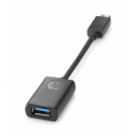 HP - USB adapter - USB Type A (F) to USB-C (M) - USB 3.0 - 14.08 cm - for ZBook 15u G3, 15u G4, 15u G5, 15u G6, 15v G5, 17 G4, 17 G5, 17 G6, Create G7