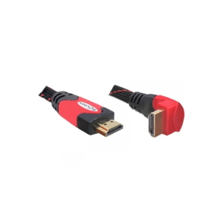 Delock High Speed HDMI with Ethernet - HDMI cable with Ethernet - HDMI male to HDMI male - 2 m - right-angled connector - 0