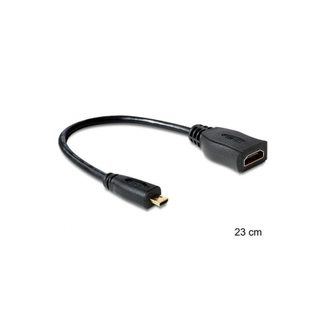 Delock High Speed HDMI with Ethernet - HDMI adapter - micro HDMI male to HDMI female - 23 cm - black - 0