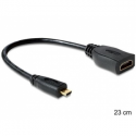 Delock High Speed HDMI with Ethernet - HDMI adapter - micro HDMI male to HDMI female - 23 cm - black