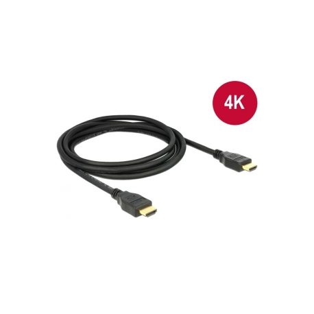 Delock - HDMI cable with Ethernet - HDMI male to HDMI male - 1 m - triple shielded twisted pair - black - 4K support - 1