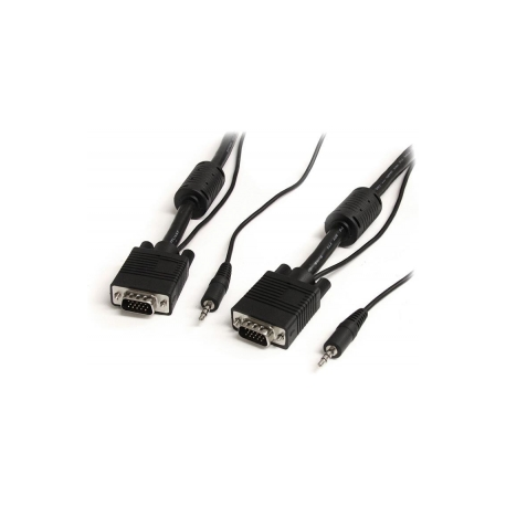 StarTech.com 5m Coax High Resolution Monitor VGA Video Cable with Audio - VGA cable - HD-15 (VGA), stereo mini jack (M) to HD-15 (VGA), stereo mini jack (M) - 5 m - molded, thumbscrews - black - 1